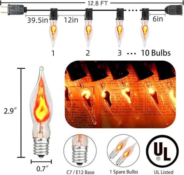 12.8Ft Halloween Flickering Flame String Lights