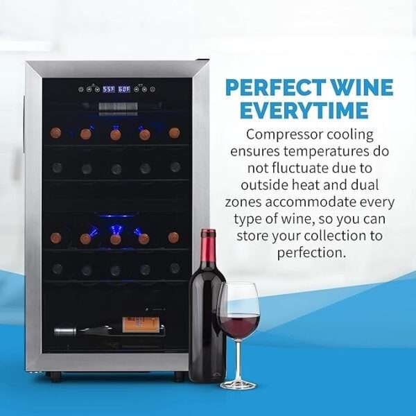 NewAir Freestanding 28 Bottle Dual Zone Compressor Wine Fridge