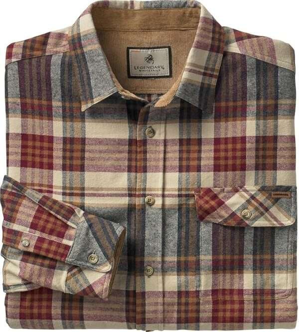 Legendary Whitetails Men’s Plaid Flannel Shirt, Corduroy Cuffs - Image 4