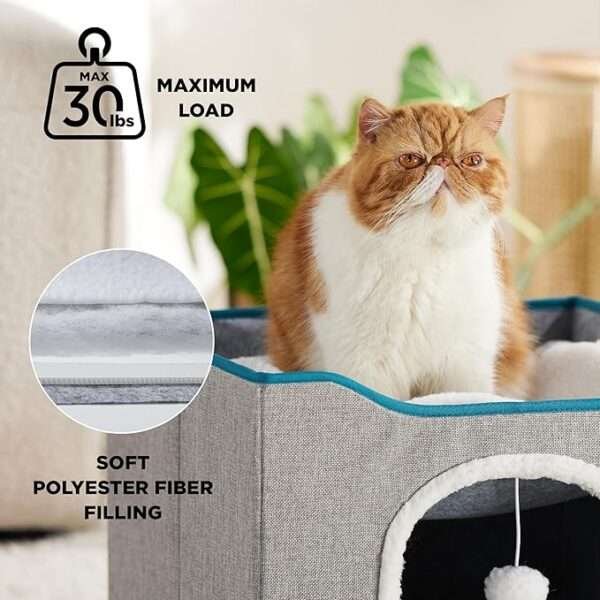 Bedsure Indoor Cat Bed - Spacious Cat Cave with Scratch Pad - Image 2