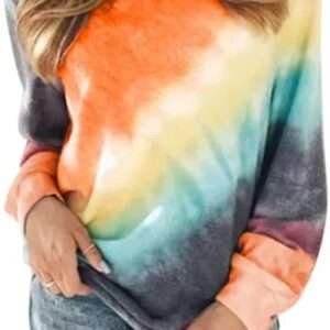 Famulily Women's Tie Dye Crewneck Sweatshirt - Casual Long Sleeve Pullover, S-XXL