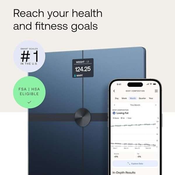 WITHINGS Body Smart Scale - Accurate Body Weight & Fat Percentage, Wi-Fi, Bluetooth, Baby Weight Mode, Apple Compatible - Image 2