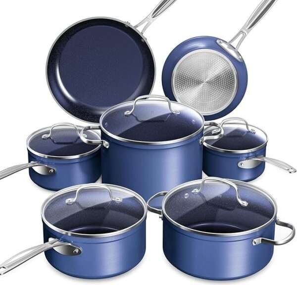 Blue Ceramic Nonstick Cookware Set